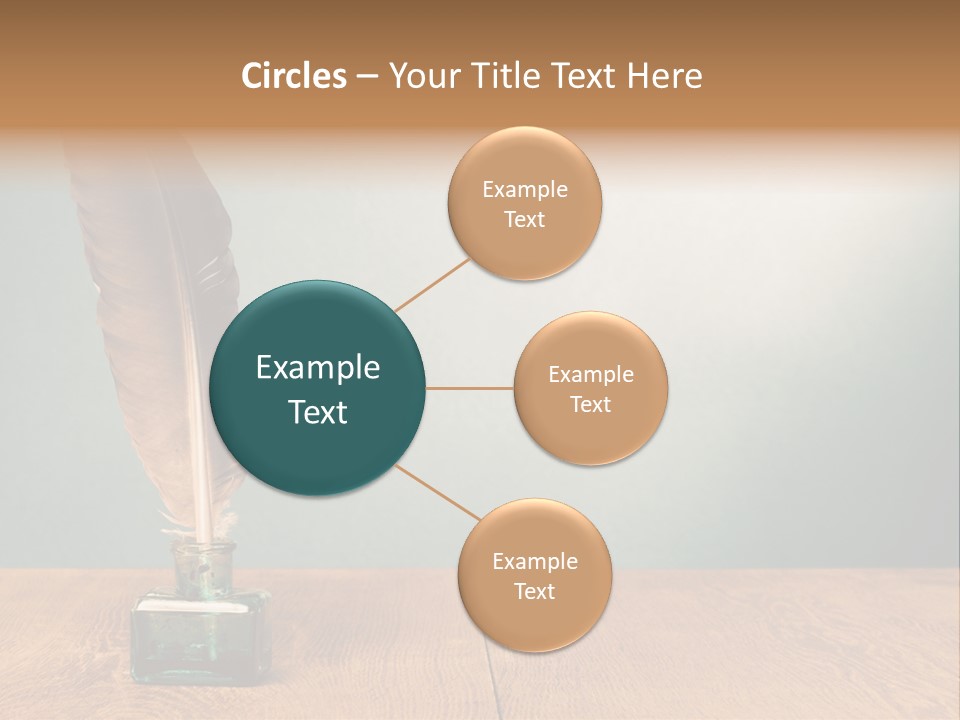 A Brown Feather Resting On A Wooden Table PowerPoint Template