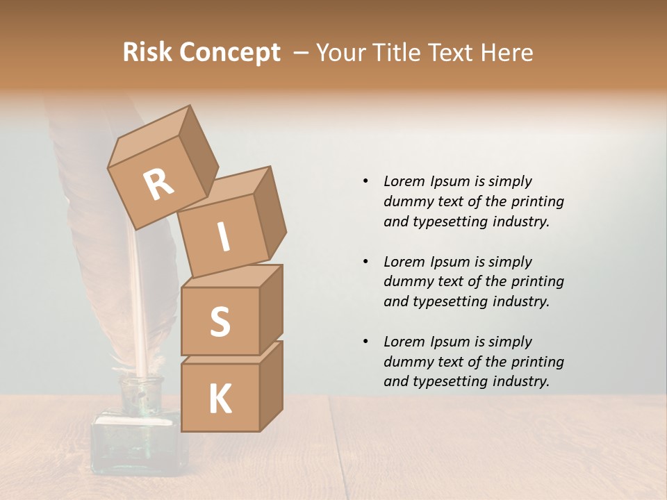 A Brown Feather Resting On A Wooden Table PowerPoint Template