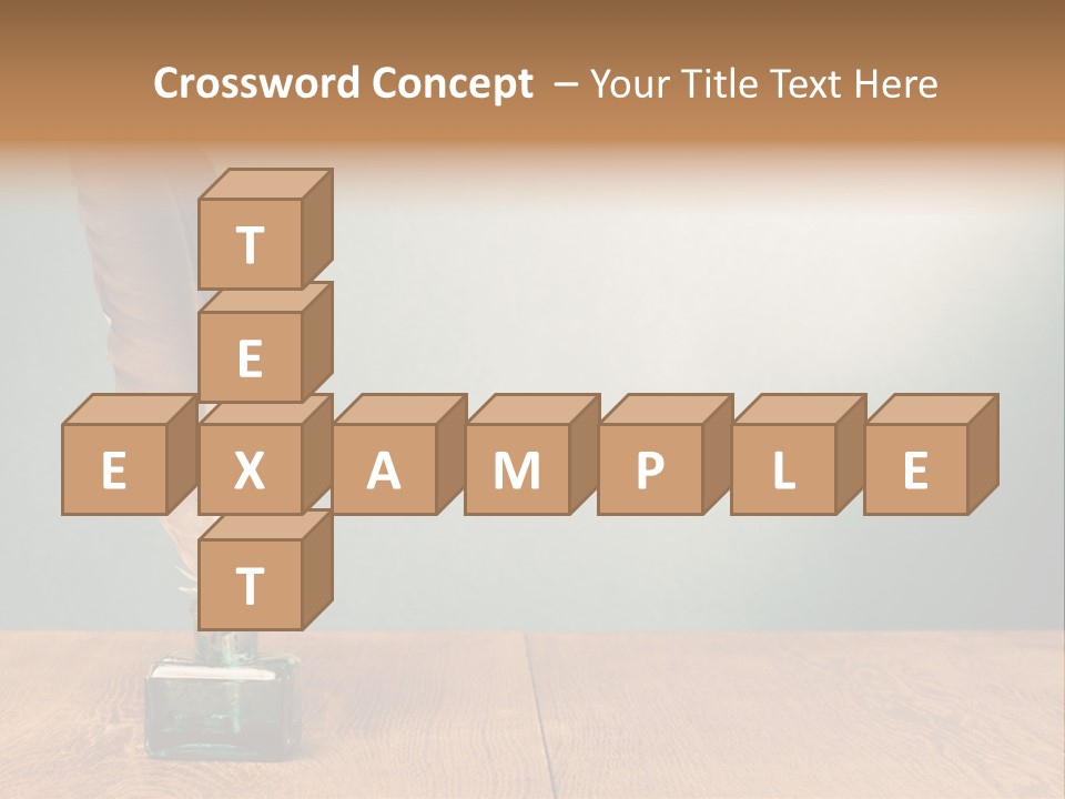 A Brown Feather Resting On A Wooden Table PowerPoint Template