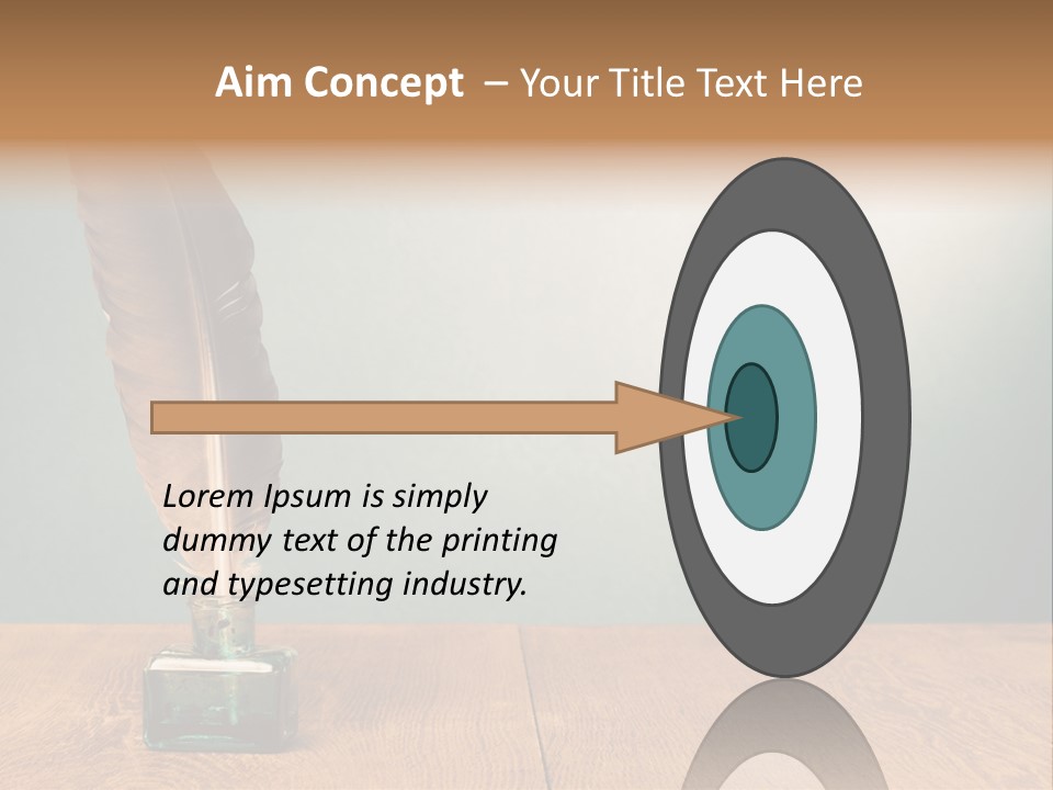 A Brown Feather Resting On A Wooden Table PowerPoint Template