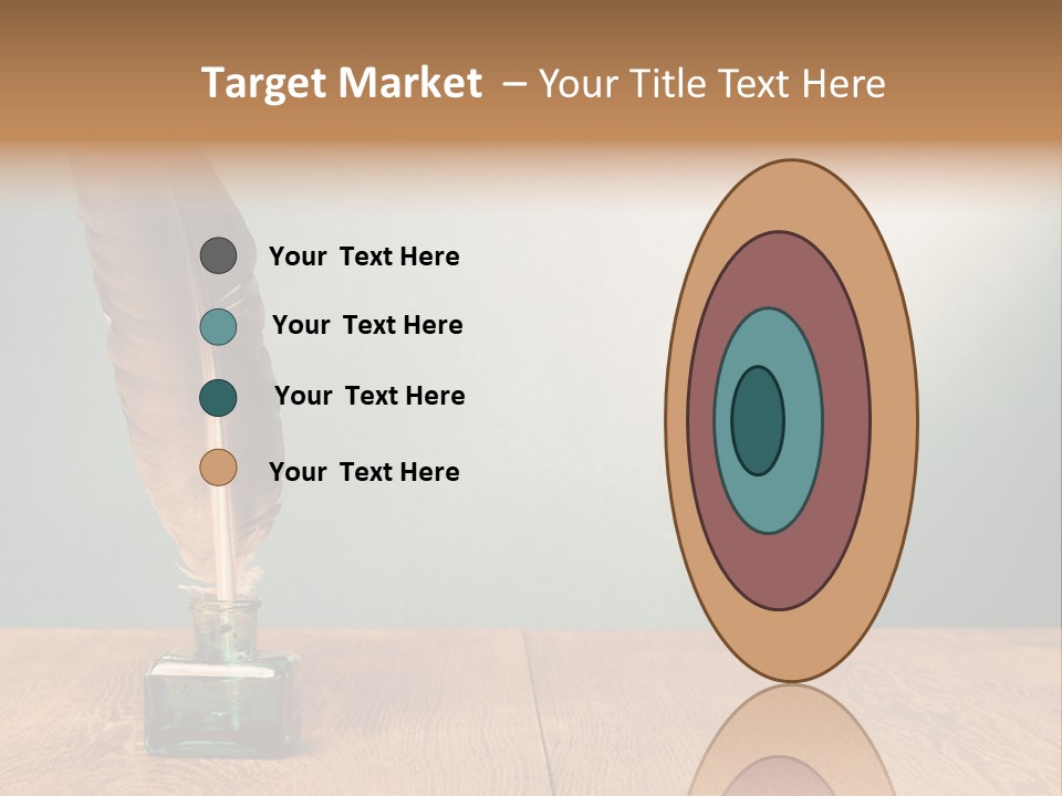 A Brown Feather Resting On A Wooden Table PowerPoint Template