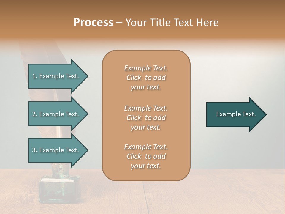 A Brown Feather Resting On A Wooden Table PowerPoint Template