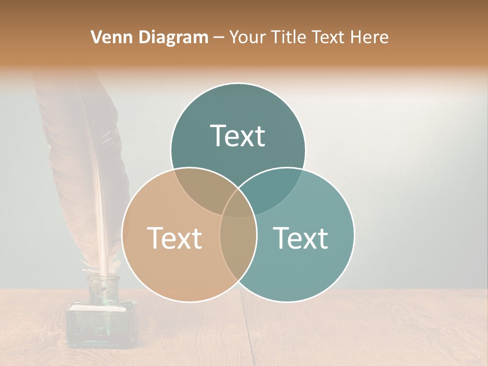 A Brown Feather Resting On A Wooden Table PowerPoint Template