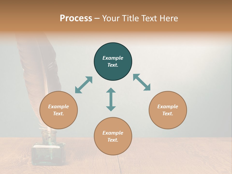 A Brown Feather Resting On A Wooden Table PowerPoint Template