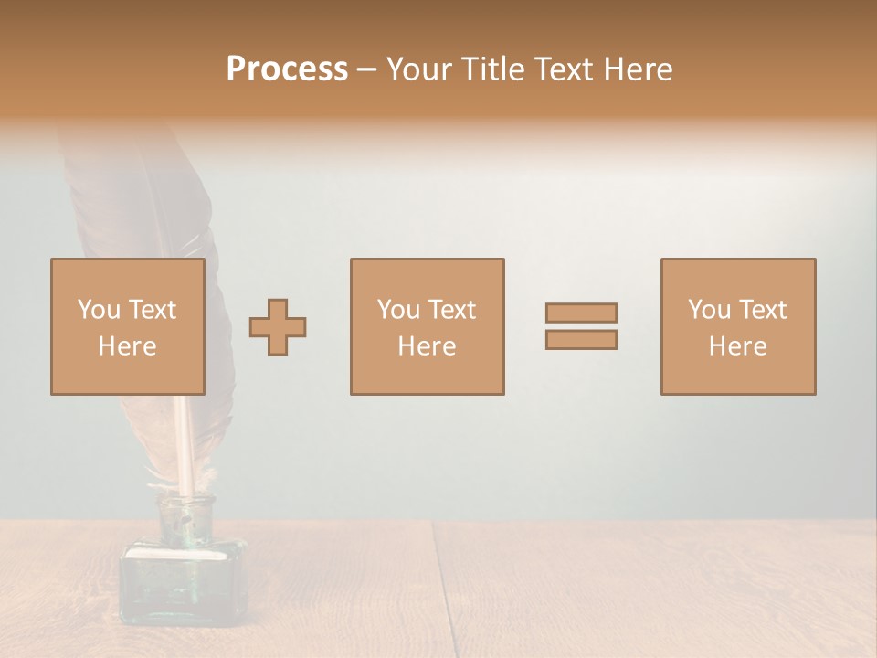 A Brown Feather Resting On A Wooden Table PowerPoint Template