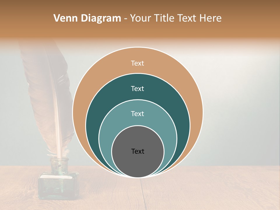 A Brown Feather Resting On A Wooden Table PowerPoint Template