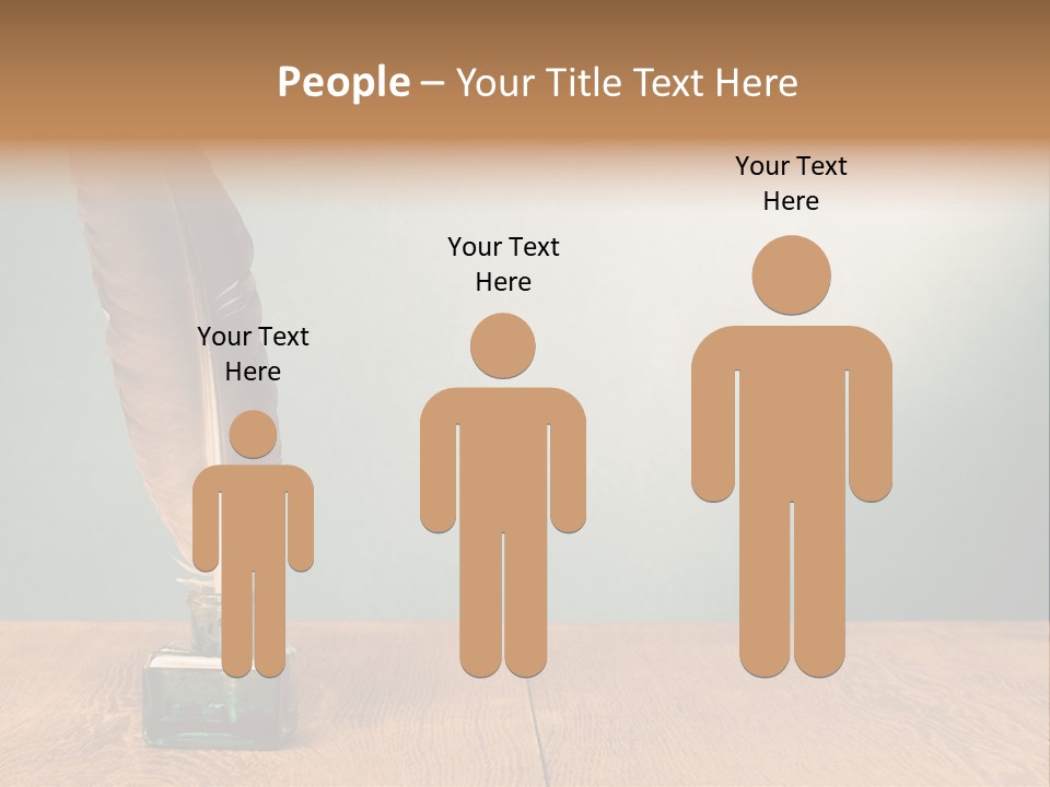 A Brown Feather Resting On A Wooden Table PowerPoint Template