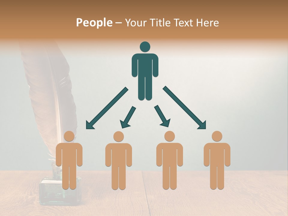 A Brown Feather Resting On A Wooden Table PowerPoint Template