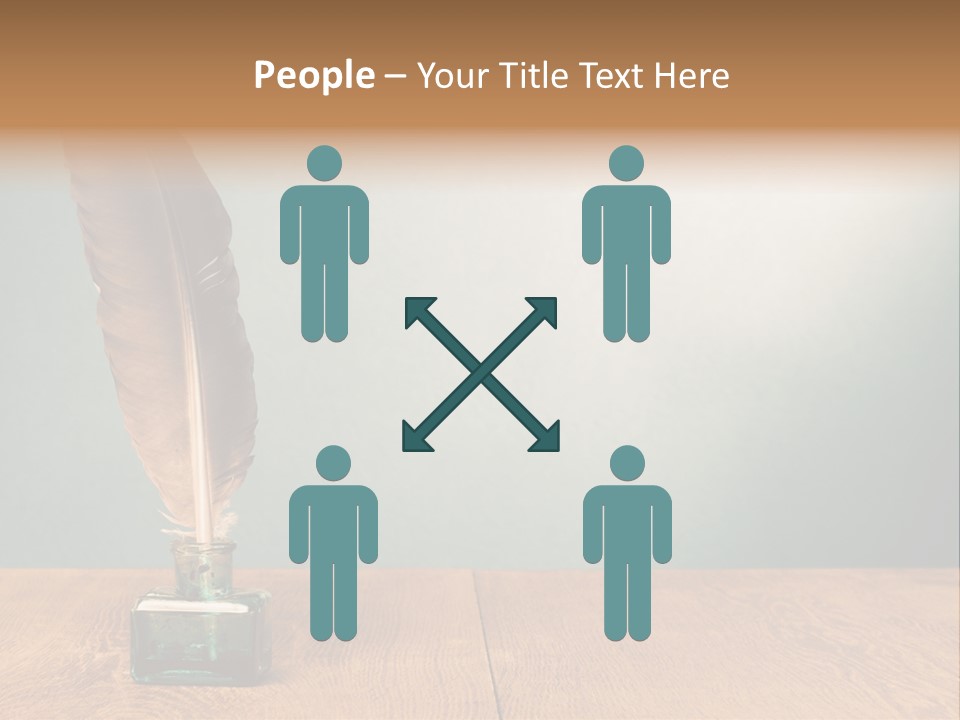 A Brown Feather Resting On A Wooden Table PowerPoint Template