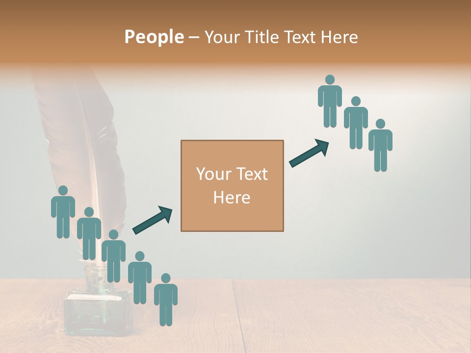 A Brown Feather Resting On A Wooden Table PowerPoint Template