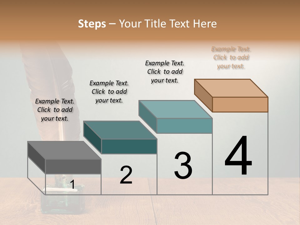 A Brown Feather Resting On A Wooden Table PowerPoint Template