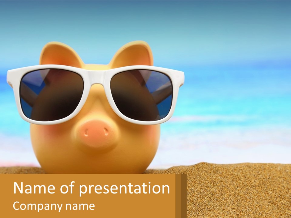 A Pig Wearing Sunglasses On A Beach With The Ocean In The Background PowerPoint Template