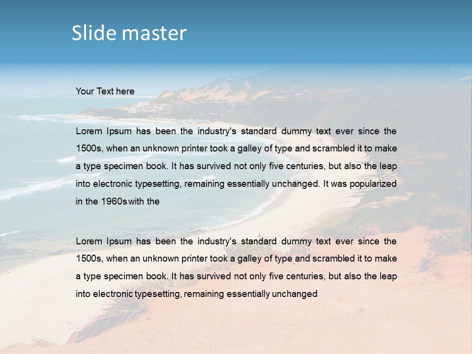 A Sandy Beach With A Body Of Water In The Background PowerPoint Template