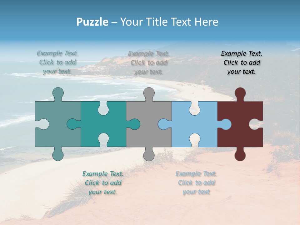 A Sandy Beach With A Body Of Water In The Background PowerPoint Template