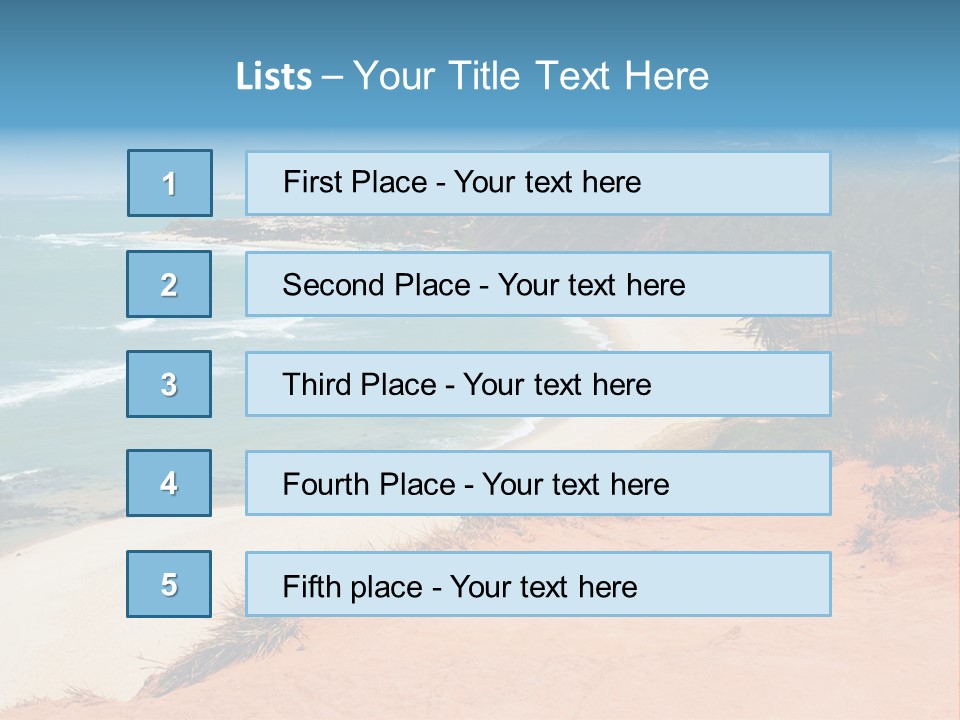 A Sandy Beach With A Body Of Water In The Background PowerPoint Template