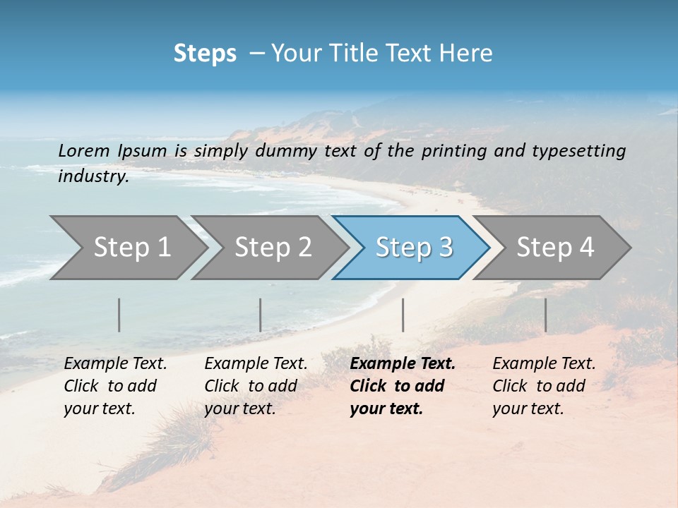 A Sandy Beach With A Body Of Water In The Background PowerPoint Template