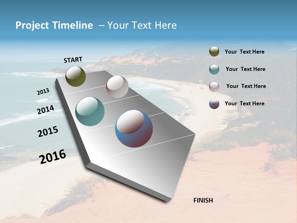 A Sandy Beach With A Body Of Water In The Background PowerPoint Template