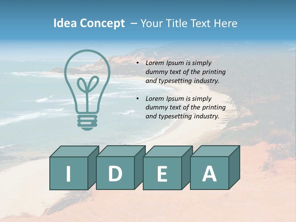 A Sandy Beach With A Body Of Water In The Background PowerPoint Template