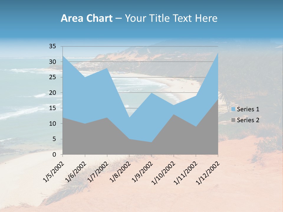 A Sandy Beach With A Body Of Water In The Background PowerPoint Template