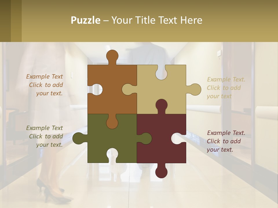 A Man And A Woman Walking Down A Hallway PowerPoint Template