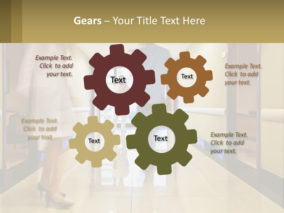 A Man And A Woman Walking Down A Hallway PowerPoint Template