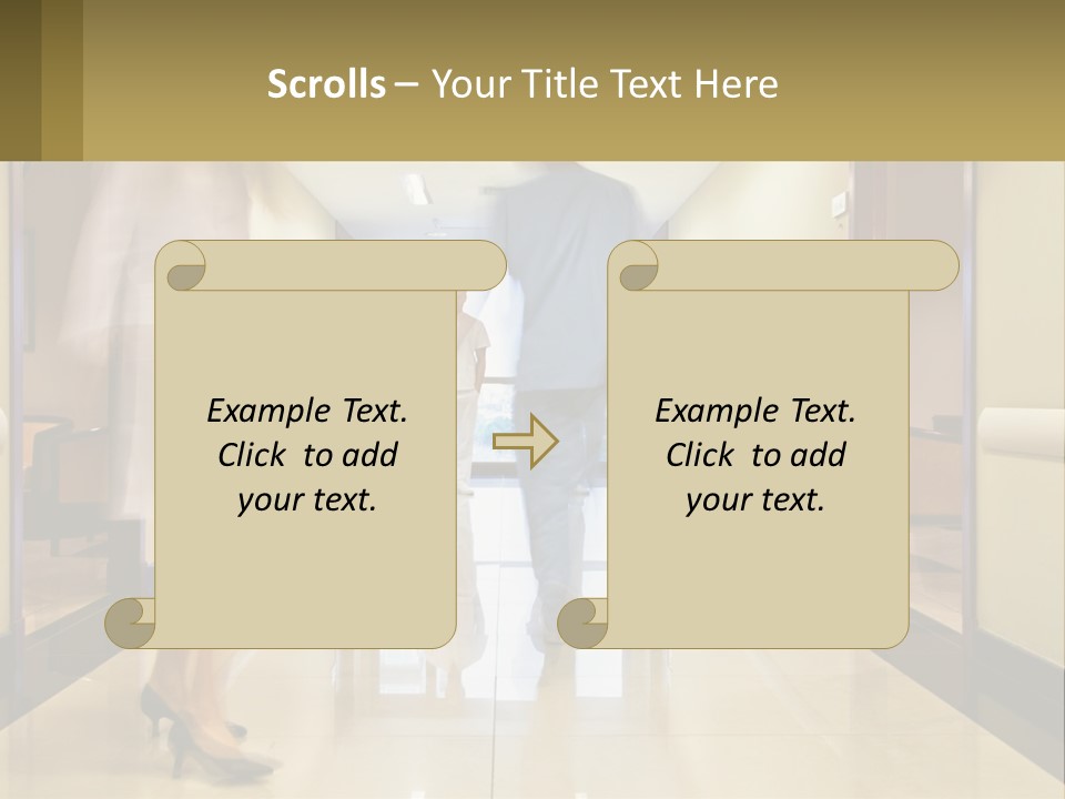 A Man And A Woman Walking Down A Hallway PowerPoint Template