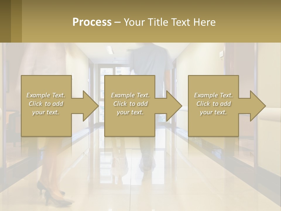 A Man And A Woman Walking Down A Hallway PowerPoint Template