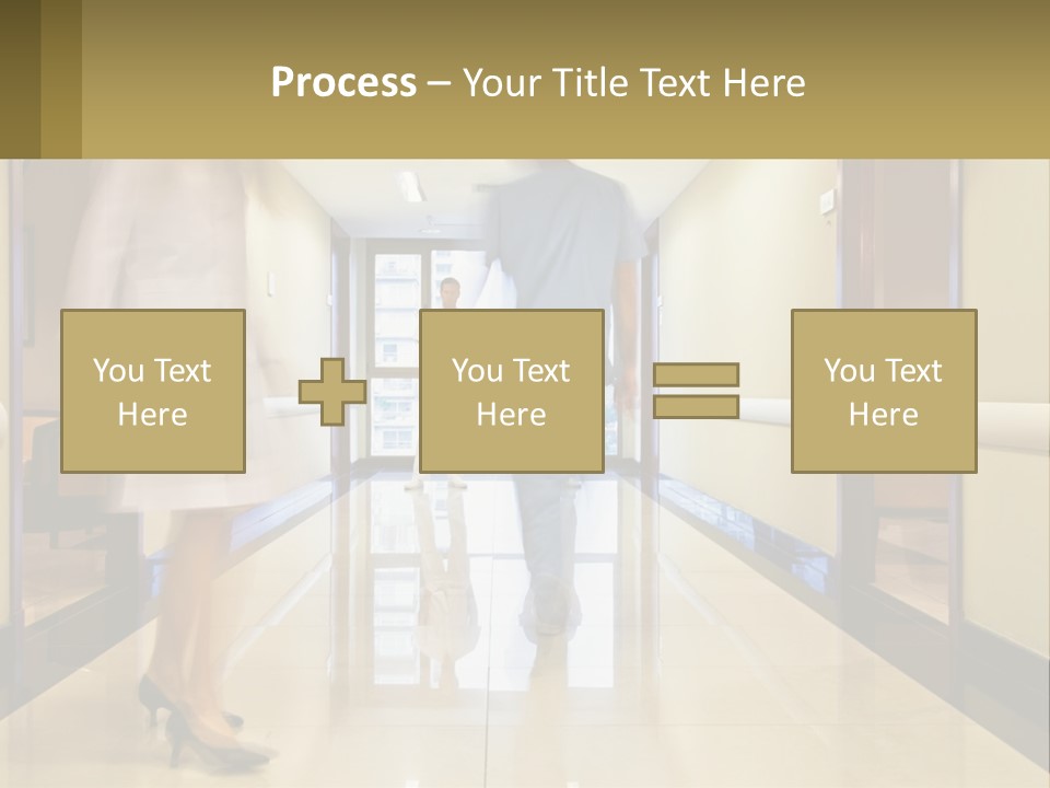 A Man And A Woman Walking Down A Hallway PowerPoint Template