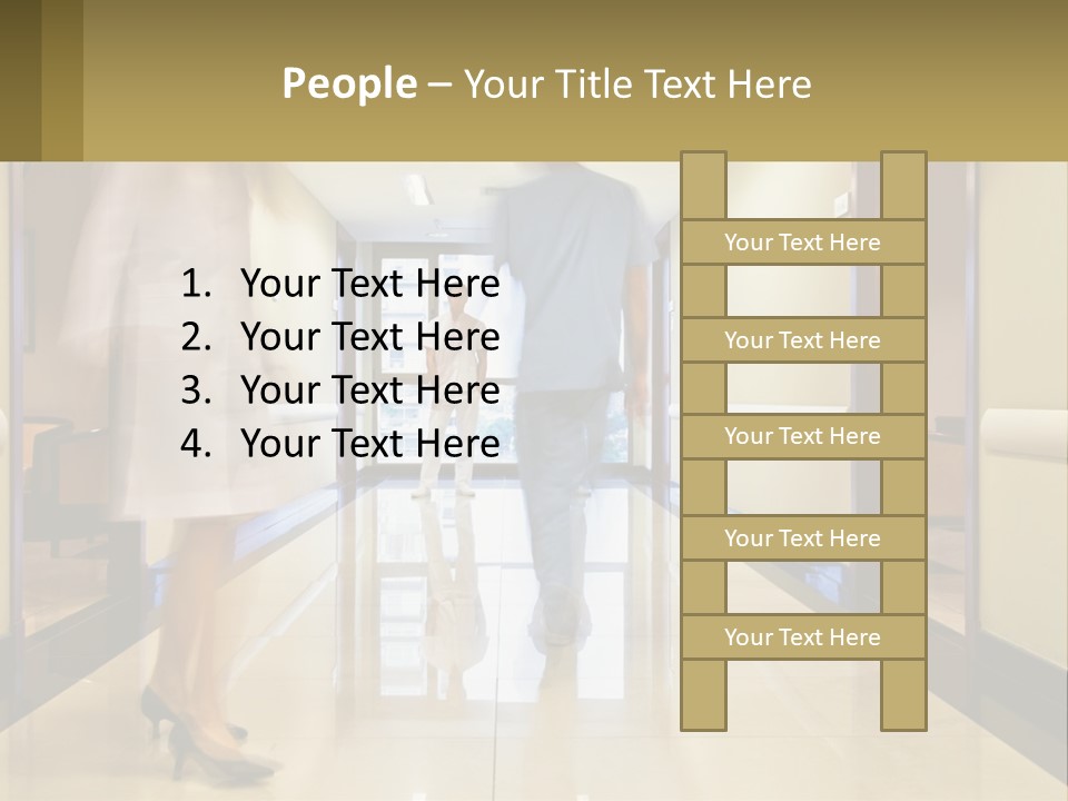 A Man And A Woman Walking Down A Hallway PowerPoint Template