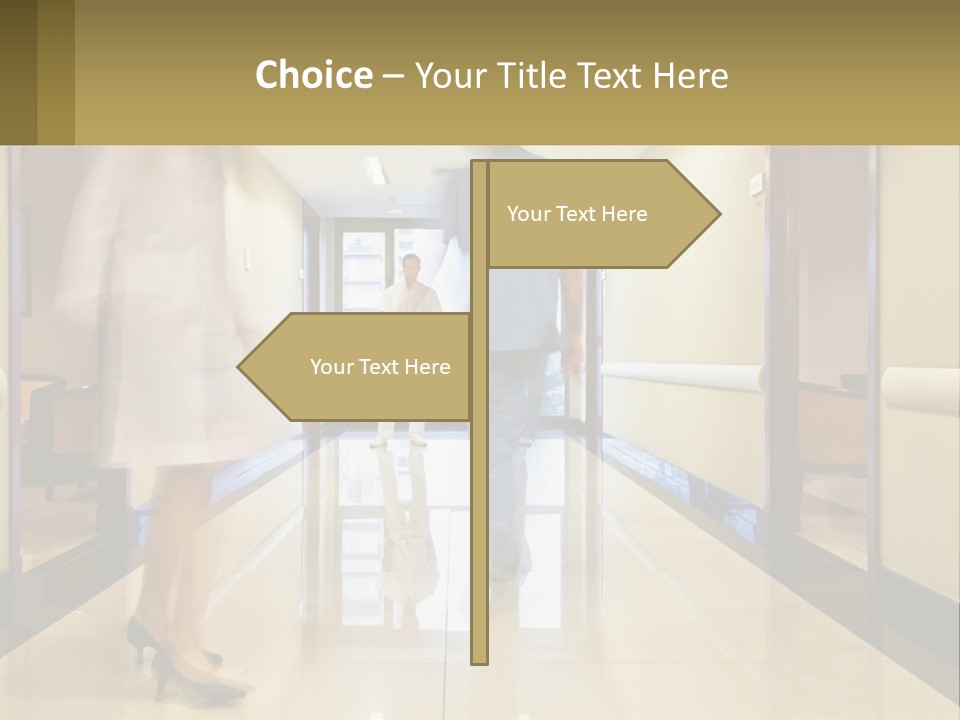 A Man And A Woman Walking Down A Hallway PowerPoint Template