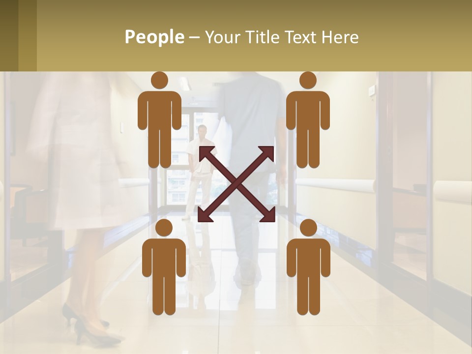 A Man And A Woman Walking Down A Hallway PowerPoint Template