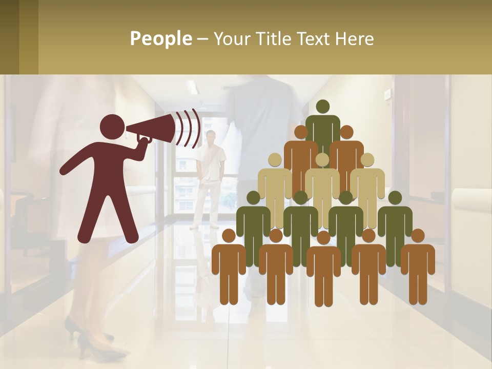 A Man And A Woman Walking Down A Hallway PowerPoint Template