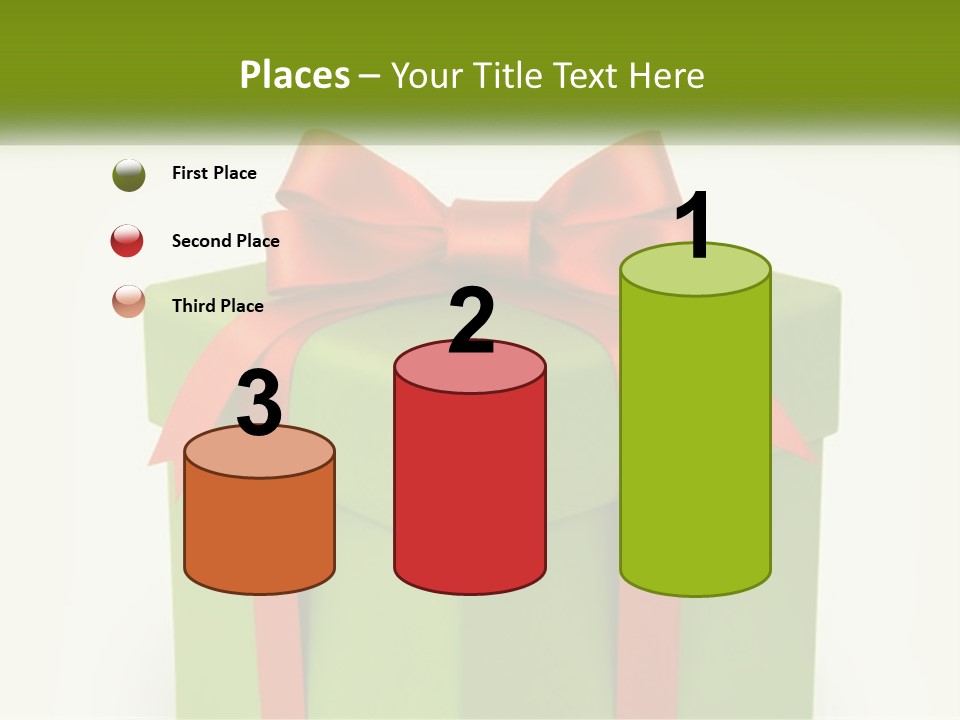 A Green Present Box With A Red Bow On It PowerPoint Template