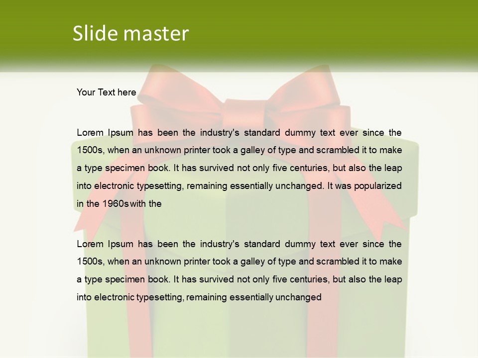 A Green Present Box With A Red Bow On It PowerPoint Template