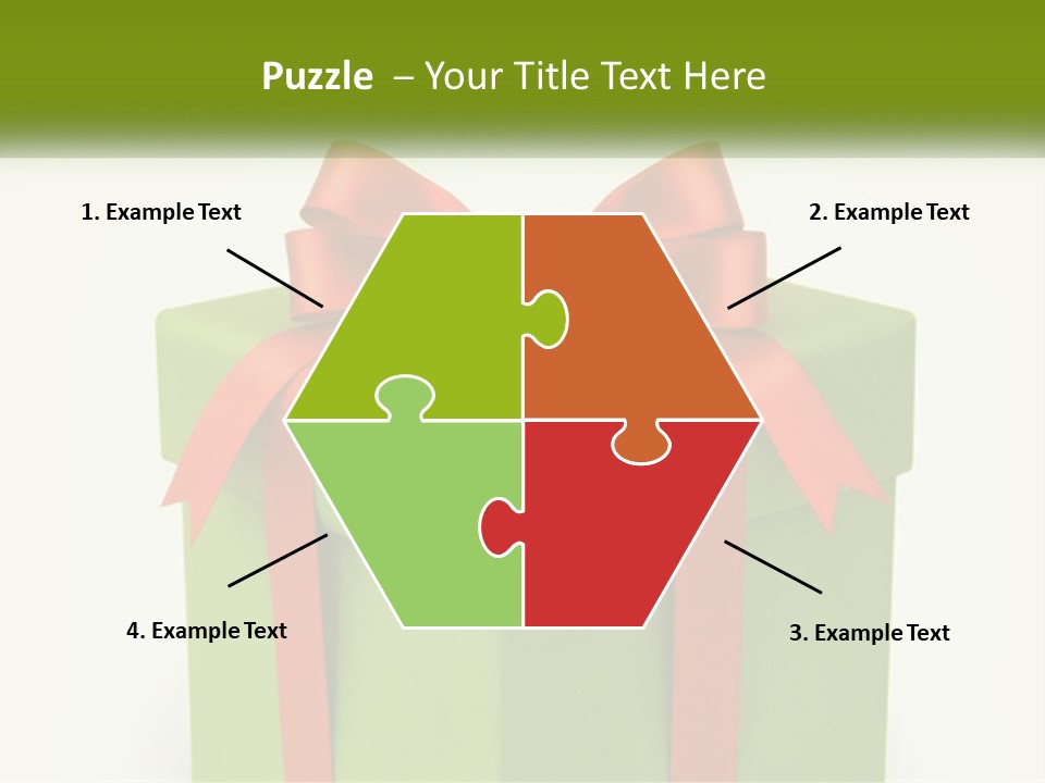 A Green Present Box With A Red Bow On It PowerPoint Template