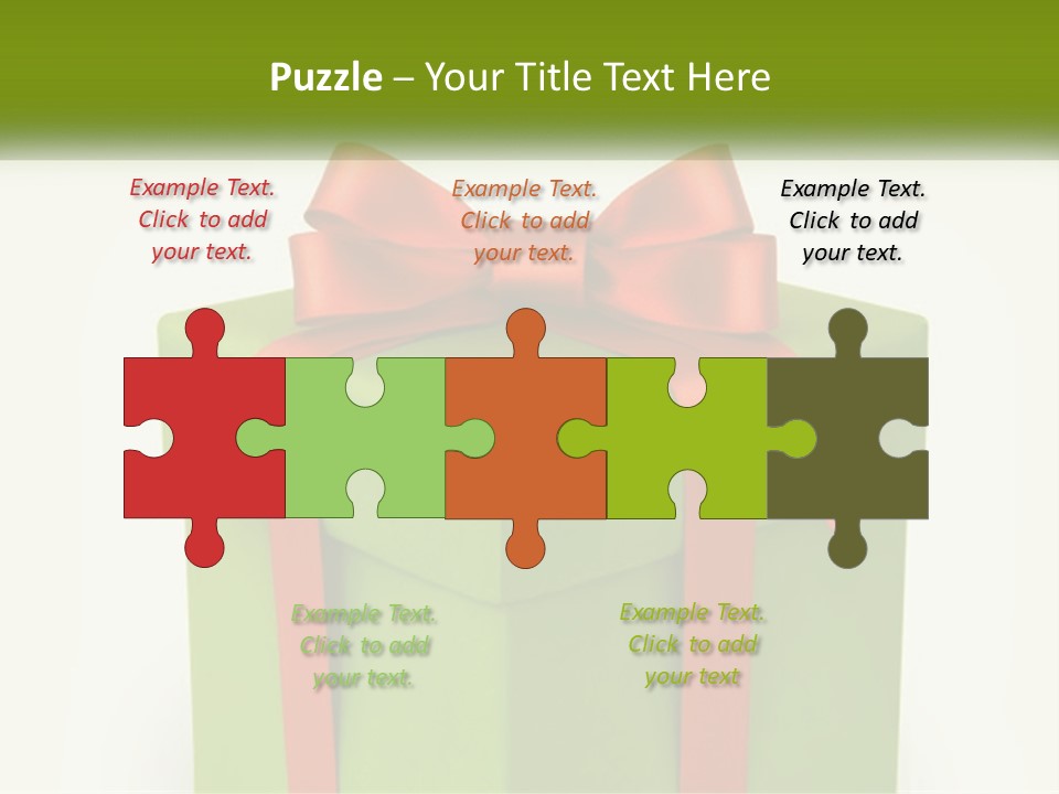A Green Present Box With A Red Bow On It PowerPoint Template