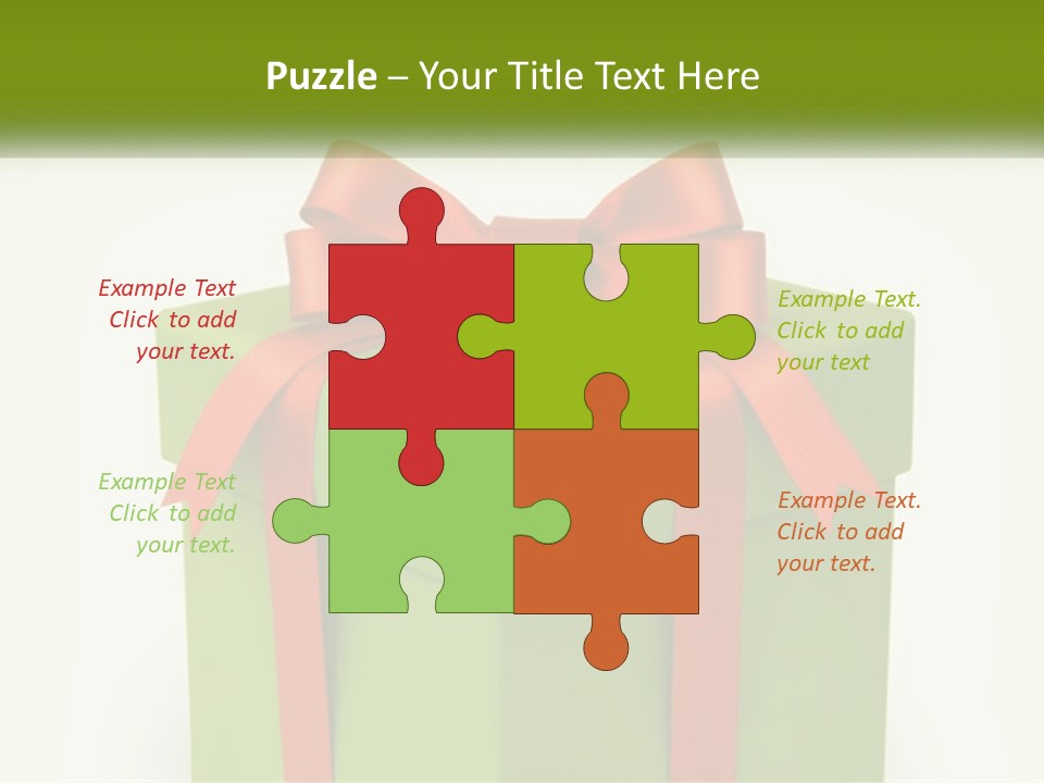 A Green Present Box With A Red Bow On It PowerPoint Template