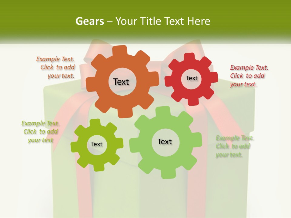 A Green Present Box With A Red Bow On It PowerPoint Template