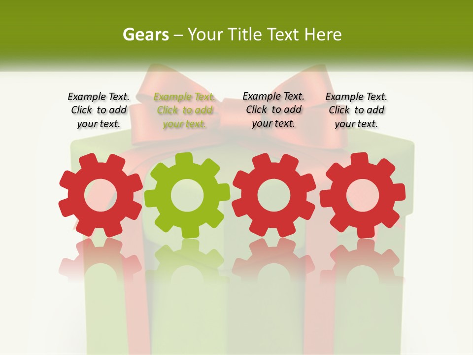 A Green Present Box With A Red Bow On It PowerPoint Template