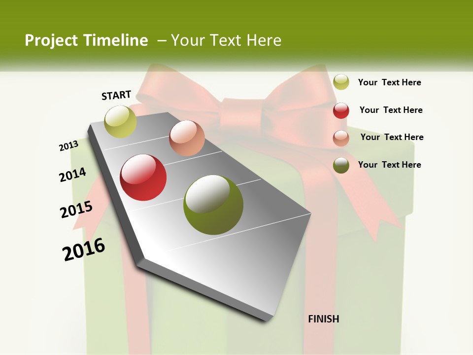 A Green Present Box With A Red Bow On It PowerPoint Template