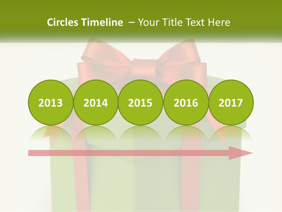 A Green Present Box With A Red Bow On It PowerPoint Template