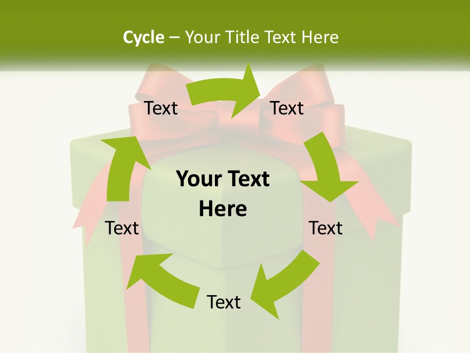 A Green Present Box With A Red Bow On It PowerPoint Template