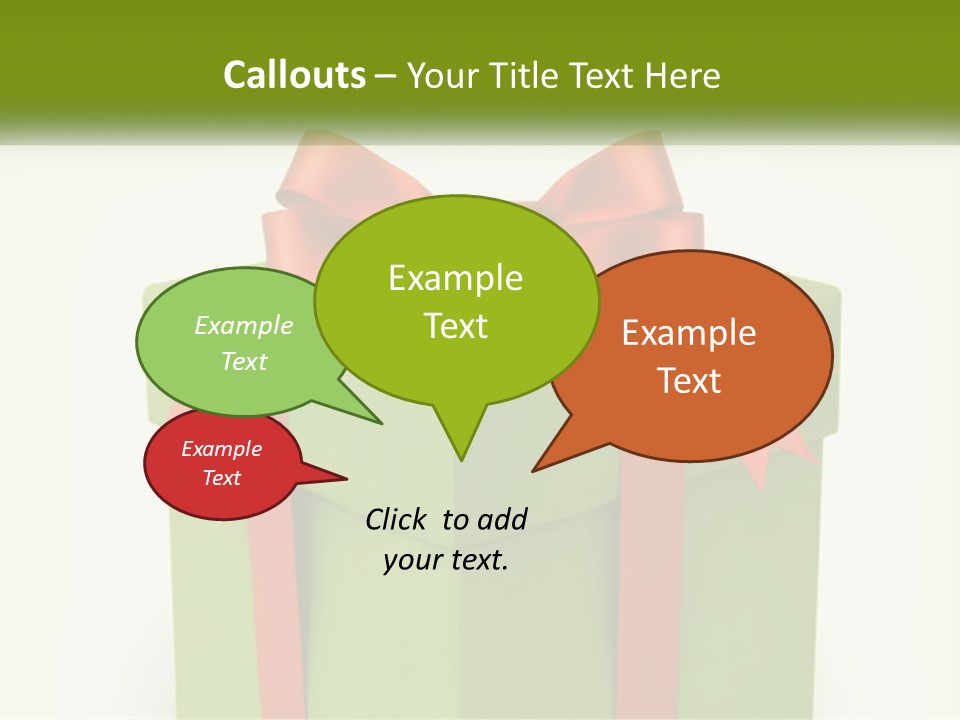 A Green Present Box With A Red Bow On It PowerPoint Template