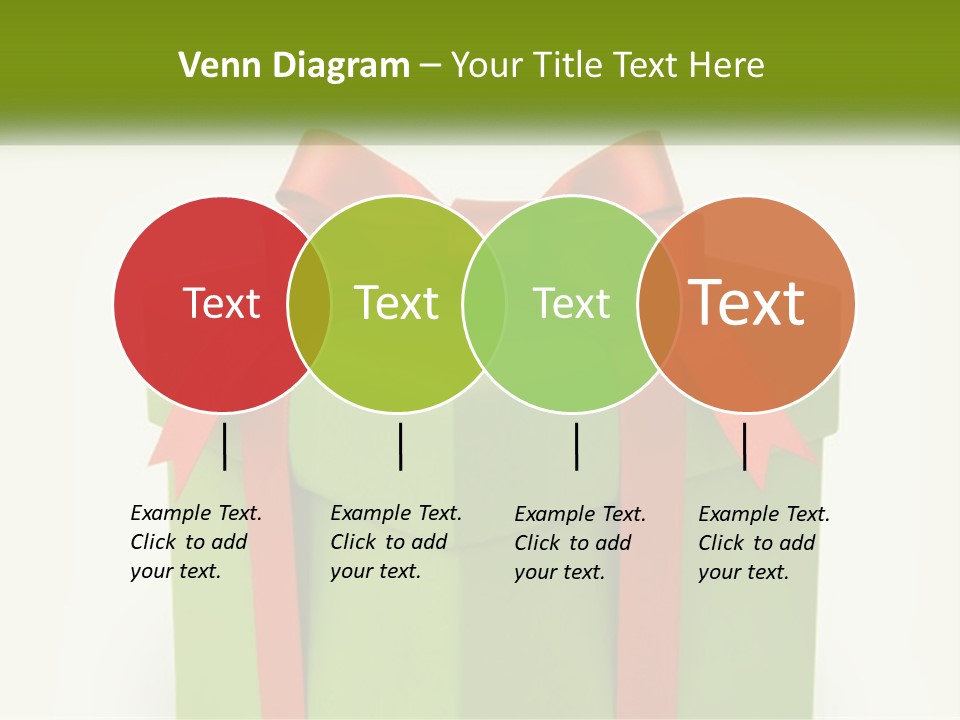A Green Present Box With A Red Bow On It PowerPoint Template