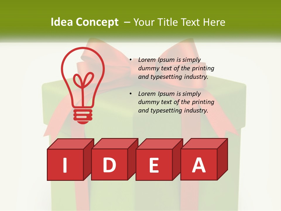 A Green Present Box With A Red Bow On It PowerPoint Template