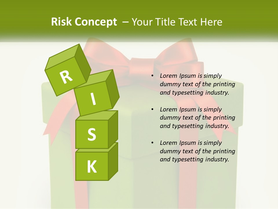 A Green Present Box With A Red Bow On It PowerPoint Template