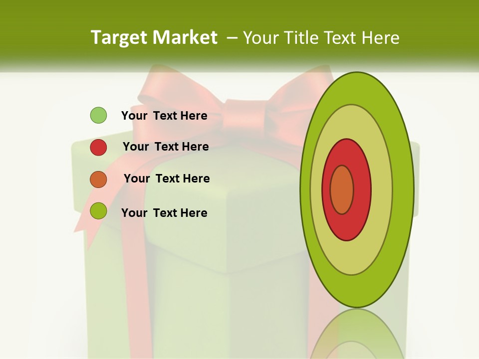 A Green Present Box With A Red Bow On It PowerPoint Template