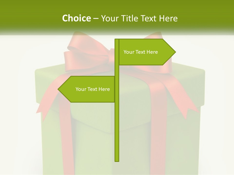 A Green Present Box With A Red Bow On It PowerPoint Template