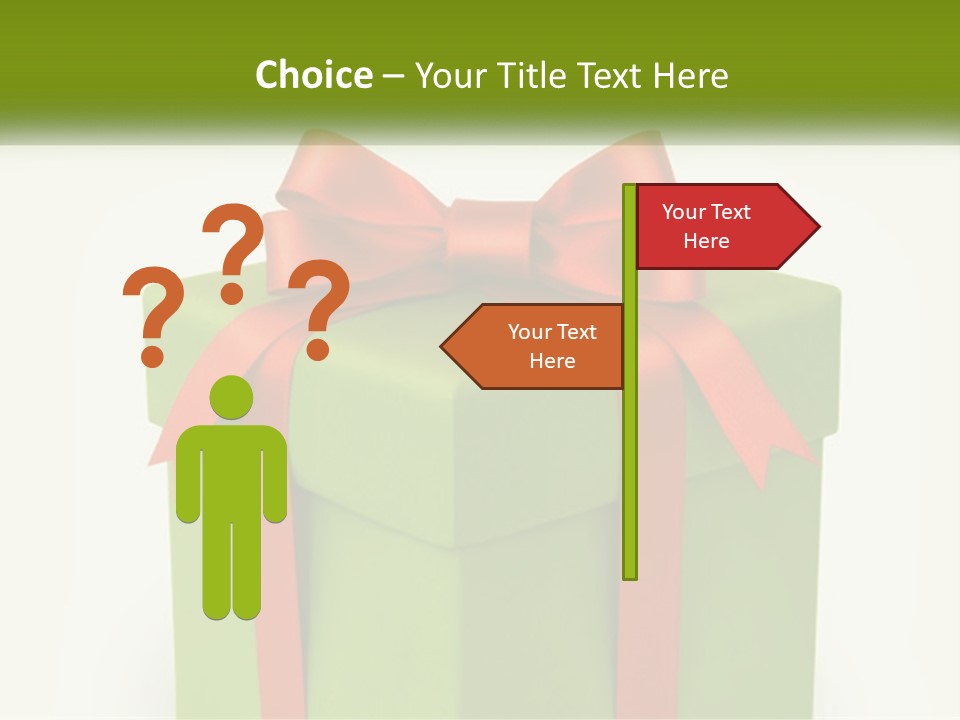 A Green Present Box With A Red Bow On It PowerPoint Template
