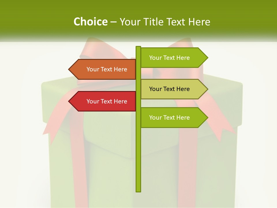 A Green Present Box With A Red Bow On It PowerPoint Template